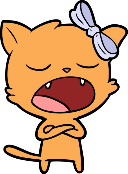 Bir insan tarafından çizilmiş esneyen kedi çizgi filmi.