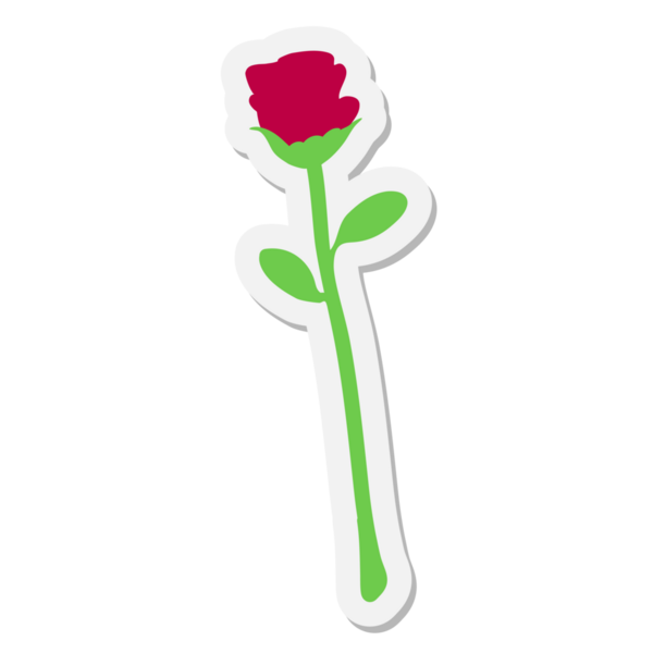 Bir insan tarafından çizilmiş tek bir gül etiketi.