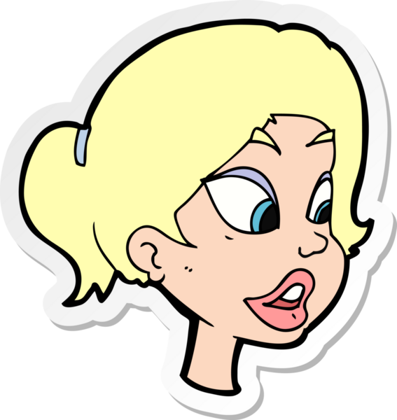 Bir insan tarafından çizilmiş, karikatür dostu bir kadının çıkartması.