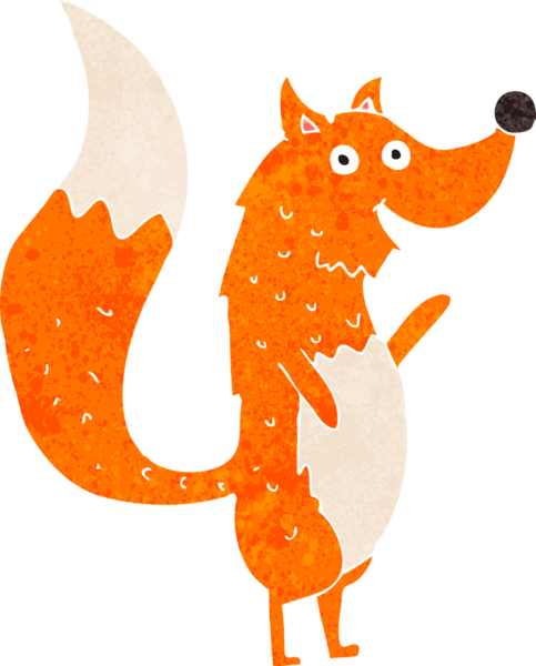 Bir insan tarafından çizilmiş tilki sallayan çizgi film.