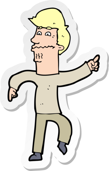 Bir insan tarafından çizilmiş endişeli bir adamın karikatür çıkartması.