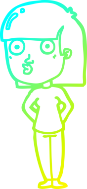 Bir insan tarafından çizilmiş soğuk gradyan bir çizgi kadın çizimi.