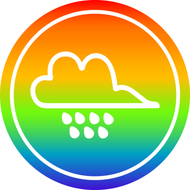 Gökkuşağı gradyan bir insan tarafından çizilmiş yağmur bulutu dairesel simgesi