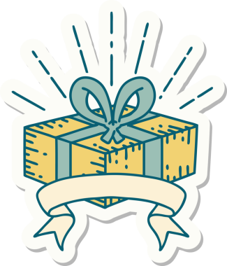 Bir insan tarafından çizilmiş dövme stili Noel hediyesi.