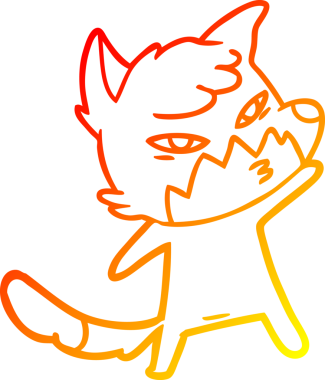 Bir insan tarafından çizilmiş akıllı bir tilkinin sıcak çizgi çizimi