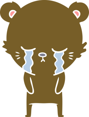 Bir insan tarafından çizilmiş düz renkli çizgi film ayısı.