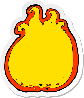 Bir insan tarafından çizilmiş karikatür alev sınırı çıkartması.