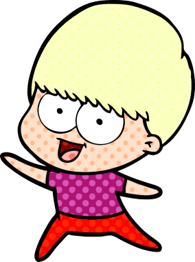 Bir insan tarafından çizilmiş mutlu çizgi film çocuğu.