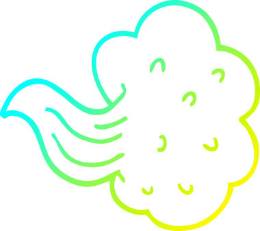 Bir insan tarafından çizilmiş soğuk hava rüzgarının çizgi çizimi.