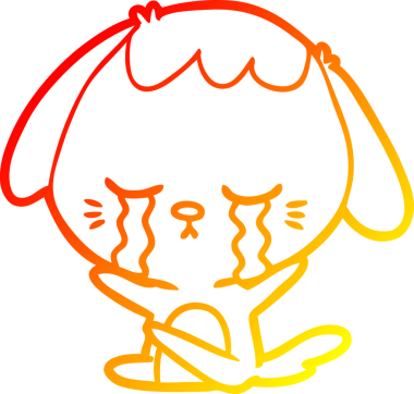 Bir insan tarafından çizilmiş, ağlayan bir köpeğin çizgi film çizimi.