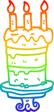 gökkuşağı gradyan çizgisi bir insan tarafından çizilmiş bir doğum günü pastası