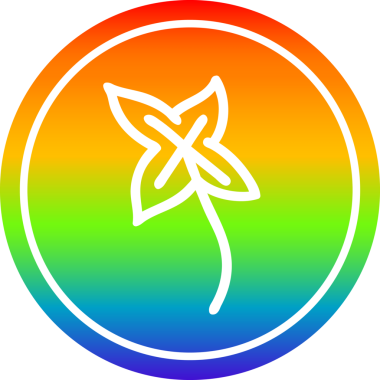 Gökkuşağı gradyan bir insan tarafından çizilmiş doğal yaprak dairesel simgesi