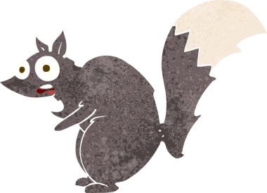 Bir insan tarafından çizilmiş komik ürkmüş sincap çizgi filmi