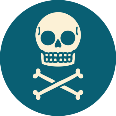 Bir insan tarafından çizilmiş bir kafatasının ikonik dövme şekli