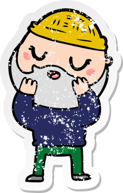 Bir insan tarafından çizilmiş sakallı bir çizgi film karakterinin sıkıntılı çıkartması.