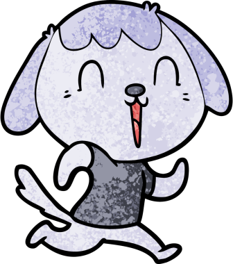 Bir insan tarafından çizilmiş şirin bir çizgi film köpeği.