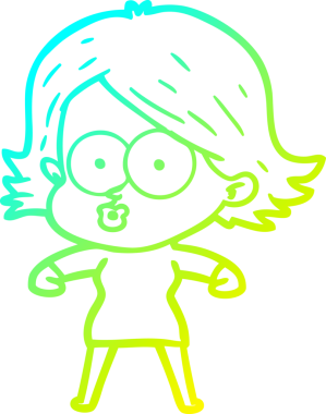 Bir insan tarafından somurtulmuş çizgi film kızı çizimi.