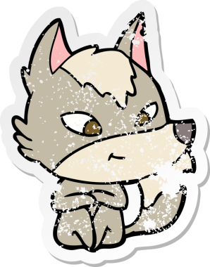 Bir insan tarafından çizilmiş dost canlısı bir kurdun sıkıntılı çıkartması.