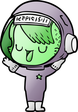 Bir insan tarafından çizilmiş astronot kadın.