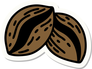 Bir insan tarafından çizilmiş geleneksel kahve çekirdeği stili dövme çıkartması.