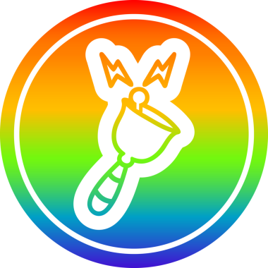 Çalan çan dairesel simgesi gökkuşağı gradyan bir insan tarafından çizilmiş