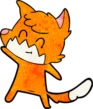 Bir insan tarafından çizilmiş çizgi film dostu tilki.