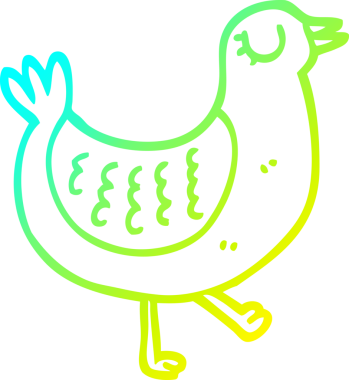 Bir insan tarafından çizilen karikatür kuşunun soğuk gradyan çizgisi