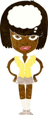 Bir insan tarafından çizilmiş bir çizgi film kadını.