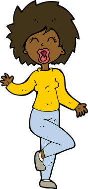 Bir insan tarafından çizilmiş çizgi film kadını.