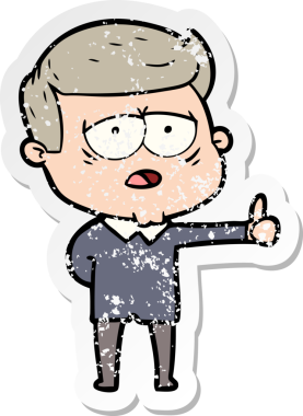 Bir insan tarafından çizilmiş yorgun bir çizgi filmin sıkıntılı çıkartması.