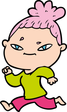 Bir insan tarafından çizilmiş karikatür kadın.