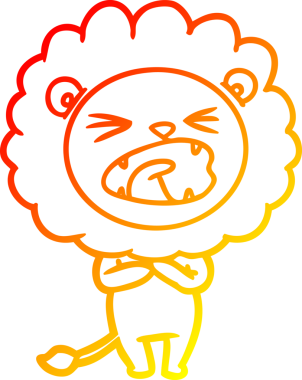 Bir insan tarafından çizilmiş karikatür aslanının sıcak çizgi çizimi