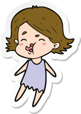 Bir insan tarafından çizilmiş bir karikatür kızının çıkartması.