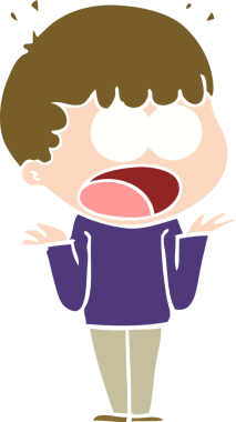 Düz renkli çizgi film bir insan tarafından çizilmiş.