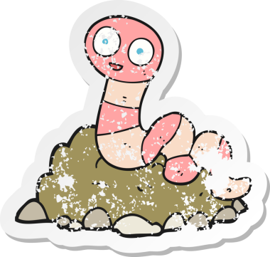 Bir insan tarafından çizilmiş bir solucan çizgi filminin gerilimli yapıştırması.