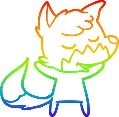 Bir insan tarafından çizilmiş dost bir tilkinin çizdiği gökkuşağı gradyan çizgisi.