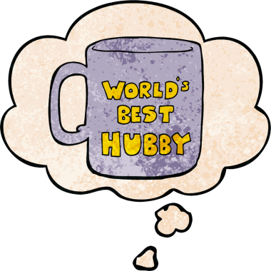 Bir insan tarafından çizilmiş grunge desenli düşünce baloncuğu ile dünyalar en iyi koca kupası.