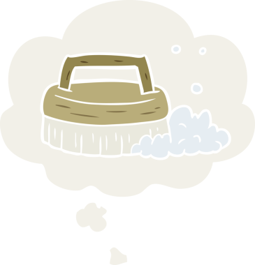 Bir insan tarafından çizilmiş düşünce baloncuğuyla fırça fırçala