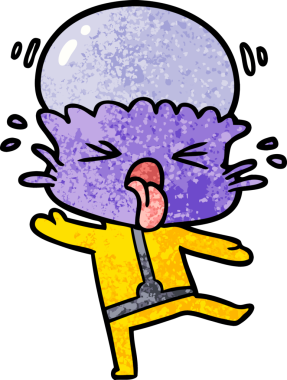 Bir insan tarafından çizilmiş garip bir uzaylı çizgi filmi.