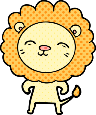 Bir insan tarafından çizilmiş çizgi film aslanı.