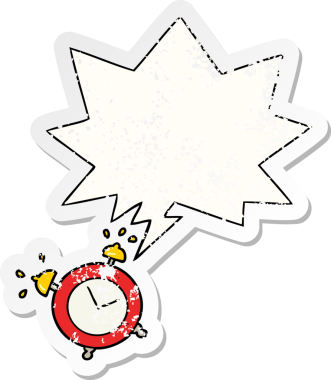 çizgi film çalar saat konuşma baloncuğu sıkıntılı eski çıkartma bir insan tarafından çizilmiş