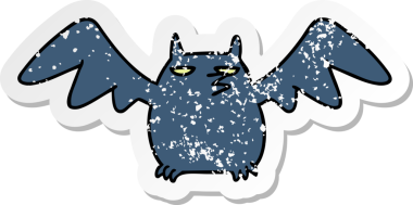 Bir insan tarafından çizilmiş bir gece yarasasının çizilmiş, kederli çıkartması.