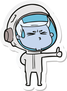 Bir insan tarafından çizilmiş astronotun çizdiği bir çizgi film çıkartması.