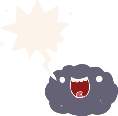 bir insan tarafından çizilmiş eski usul konuşma baloncuğu ile çizgi film mutlu bulut