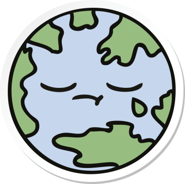 Bir insan tarafından çizilmiş şirin bir çizgi film gezegeninin çıkartması.