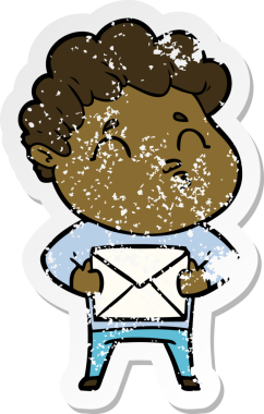 Bir insan tarafından çizilmiş karikatür adamın sıkıntılı çıkartması.