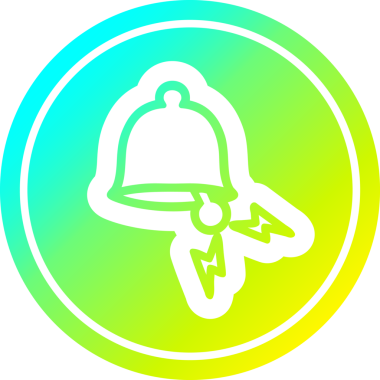 Bir insan tarafından çizilmiş havalı gradyan bitiş ile zil dairesel simgesi