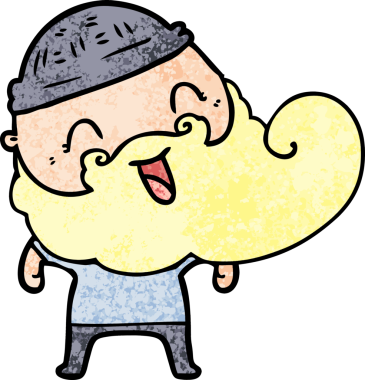 Bir insan tarafından çizilmiş mutlu sakallı adam.