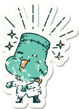 Dövme stili eski bir çıkartma Bir insan tarafından çizilmiş mutlu cadılar bayramı zombi canavarı