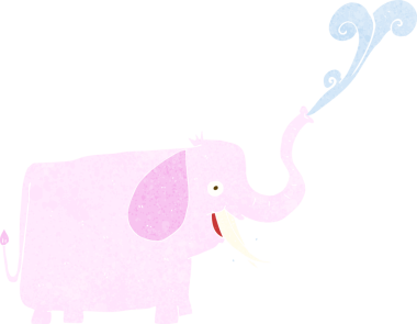 Bir insan tarafından çizilmiş mutlu bir fil.